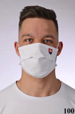 Rúško bavlnené na tvár-BORT,dvojvrstvové-1vrstva(100%bavlna) s nášivkou slovenský znak (čierne) 100 - VYROBENÉ NA SLOVENSKU