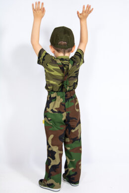 Detské monterkové nohavice ELKA – maskáčové na traky - VYROBENÉ NA SLOVENSKU