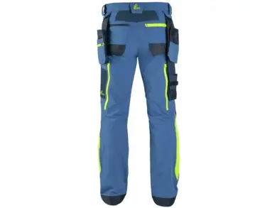 Pracovné nohavice CXS NAOS - modro-modré+HV žlté doplnky