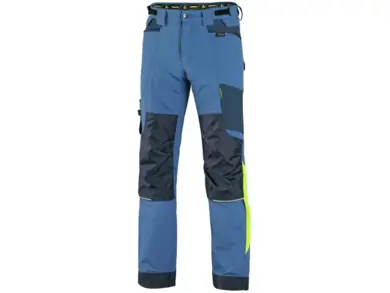 Pracovné nohavice CXS NAOS - modro-modré+HV žlté doplnky
