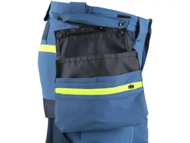 Pracovné nohavice CXS NAOS - modro-modré+HV žlté doplnky