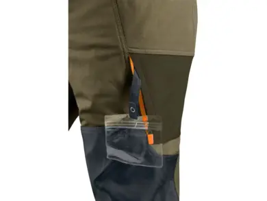 Pracovné nohavice CXS NAOS - khaki-olivová+HV oranžové doplnky