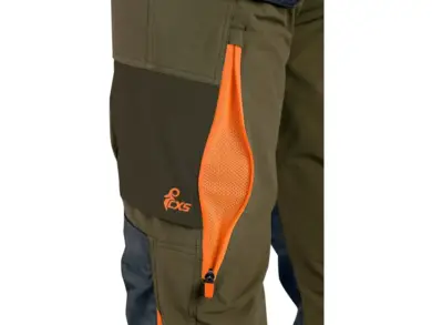 Pracovné nohavice CXS NAOS - khaki-olivová+HV oranžové doplnky