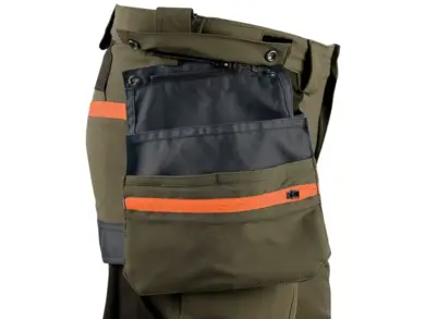 Pracovné nohavice CXS NAOS - khaki-olivová+HV oranžové doplnky