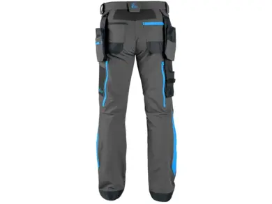 Pracovné nohavice CXS NAOS - sivo-čierne+HV modré doplnky