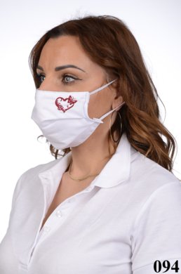 Rúško antibakteriálne na tvár 2VR-1xBa,1xAg s ozdobným ornamentom-výšivka (svetlo modrá)