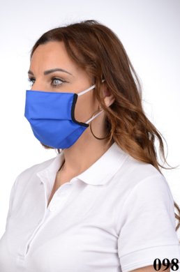 Rúško antibakteriálne na tvár -BORT,dvojvrstvové-1vrstva(100%bavlna), 1vrstva (100%polyester s iónmi striebra) - modré 098 - VYROBENÉ NA SLOVENSKU