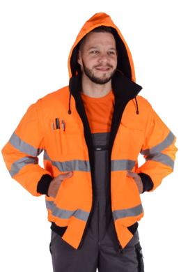 Bunda pracovná Klovela reflexná pánska-oteplená (oranžová) VYROBENÉ NA SLOVENSKU