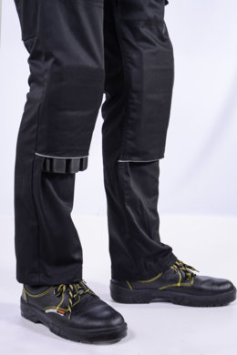 Nohavice pracovné MAJSTER pánske - čierno-žlté (zmesovka-65% PES a 35% Ba-výška 194) neoteplené - VYROBENÉ NA SLOVENSKU