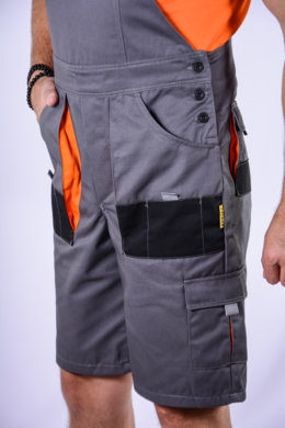 Pracovné kraťasy MAJSTER na traky - sivo-čierne - (zmesový materiál) - VYROBENÉ NA SLOVENSKU
