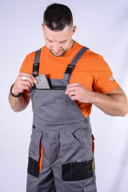 Pracovné kraťasy MAJSTER na traky - sivo-čierne - (zmesový materiál) - VYROBENÉ NA SLOVENSKU