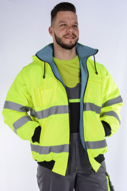 Bunda pracovná Klovela reflexná pánska-oteplená (žltá) VYROBENÉ NA SLOVENSKU