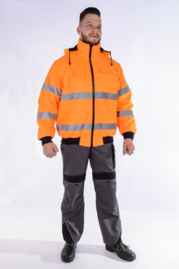 Bunda pracovná Klovela reflexná pánska-oteplená (oranžová) VYROBENÉ NA SLOVENSKU