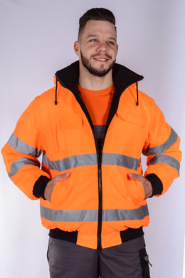 Bunda pracovná Klovela reflexná pánska-oteplená - oranžová - VYROBENÉ NA SLOVENSKU