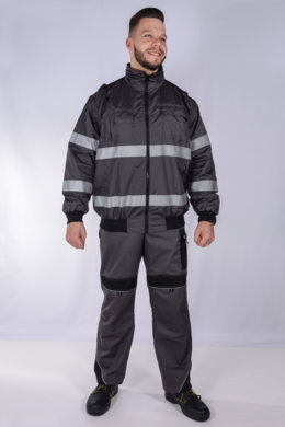 Bunda pracovná Klovela reflexná pánska -neoteplená (sivá) VYROBENÉ NA SLOVENSKU