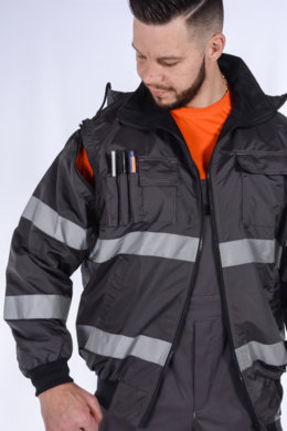Bunda pracovná Klovela reflexná pánska -neoteplená (sivá) VYROBENÉ NA SLOVENSKU