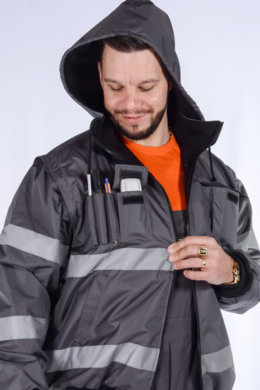 Bunda pracovná Klovela reflexná pánska-oteplená (sivá) VYROBENÉ NA SLOVENSKU