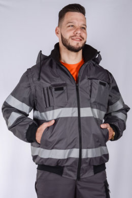 Bunda pracovná Klovela reflexná pánska-oteplená (sivá) VYROBENÉ NA SLOVENSKU