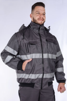Bunda pracovná Klovela reflexná pánska-oteplená (sivá) VYROBENÉ NA SLOVENSKU