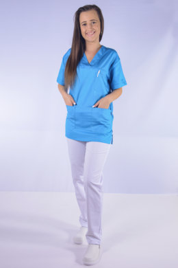 Košeľa chirurgická - dámska - tyrkysová - VYROBENÉ NA SLOVENSKU