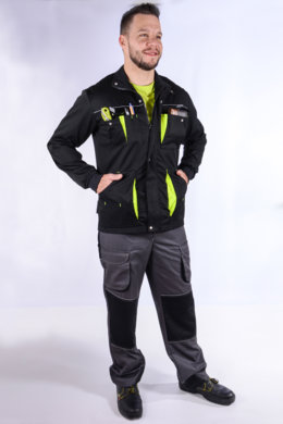 Blúza monterková Majster (zmesový materiál - výška 194) - čierno-žltá - VYROBENÉ NA SLOVENSKU