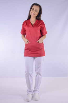 Košeľa chirurgická - dámska -  marlboro červená - VYROBENÉ NA SLOVENSKU