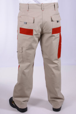 Nohavice pracovné MAJSTER pánske (zmesovka-65% PES a 35% Ba-výška 182) béžovo - červené - VYROBENÉ NA SLOVENSKU