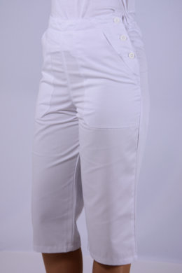 Nohavice biele 3/4 na gumu - dámske (zmesový materiál) VYROBENÉ NA SLOVENSKU