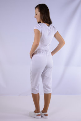 Nohavice biele 3/4 na gumu  - dámske (100% bavlna) VYROBENÉ SLOVENSKU