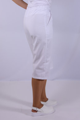 Nohavice biele  3/4 na gumu - dámske (100% bavlna) VYROBENÉ NA SLOVENSKU
