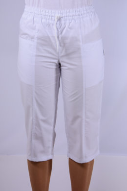 Nohavice biele  Klara 3/4 na gumu -  dámske (100% bavlna) VYROBENÉ NA SLOVENSKU