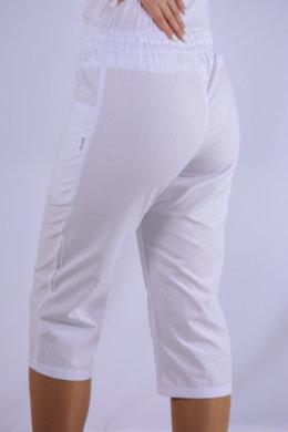 Nohavice biele  Klara 3/4 na gumu - dámske (zmesový materiál)  VYROBENÉ NA SLOVENSKU