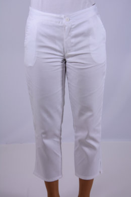 Nohavice Dáša  7/8 na pevný pás - biele (zmesový materiál) VYROBENÉ NA SLOVENSKU