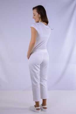 Nohavice Dáša  7/8 na pevný pás - biele (100% bavlna) VYROBENÉ NA SLOVENSKU
