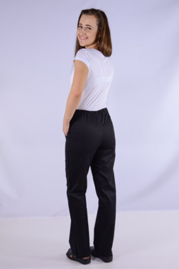 Nohavice na pevný pás (vzadu je všitá guma) - dámske - čierne (zmesový materiál) - VYROBENÉ NA SLOVENSKU