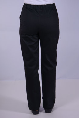 Nohavice na pevný pás (vzadu je všitá guma) - dámske - čierne (zmesový materiál) - VYROBENÉ NA SLOVENSKU