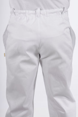 Nohavice na gumu biele -  pánske (zmesový materiál) VYROBENÉ NA SLOVENSKU