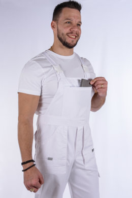 Pracovné kraťasy MAJSTER na traky - biele - (zmesový materiál) - VYROBENÉ NA SLOVENSKU