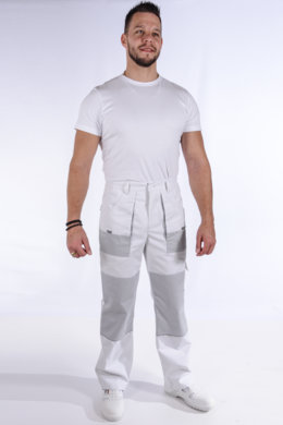 Nohavice pracovné MAJSTER pánske (zmesovka-65% PES a 35% Ba-výška 182) biele - VYROBENÉ NA SLOVENSKU