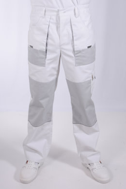 Nohavice pracovné MAJSTER pánske (zmesovka-65% PES a 35% Ba-výška 182) biele - VYROBENÉ NA SLOVENSKU