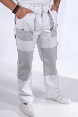 Nohavice pracovné MAJSTER pánske (zmesovka-65% PES a 35% Ba-výška 182) biele - VYROBENÉ NA SLOVENSKU