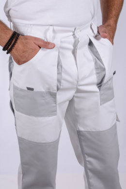 Nohavice pracovné MAJSTER pánske (zmesovka-65% PES a 35% Ba-výška 182) biele - VYROBENÉ NA SLOVENSKU