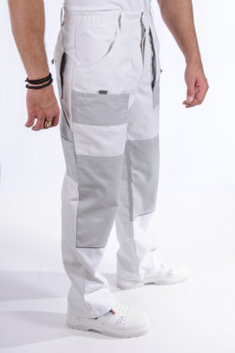 Nohavice pracovné MAJSTER pánske (zmesovka-65% PES a 35% Ba-výška 182) biele - VYROBENÉ NA SLOVENSKU