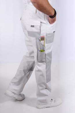 Nohavice pracovné MAJSTER pánske (zmesovka-65% PES a 35% Ba-výška 182) biele - VYROBENÉ NA SLOVENSKU