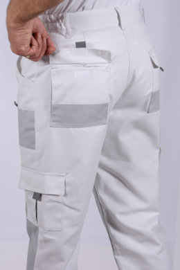 Nohavice pracovné MAJSTER pánske (zmesovka-65% PES a 35% Ba-výška 182) biele - VYROBENÉ NA SLOVENSKU