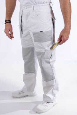 Nohavice pracovné MAJSTER pánske (zmesovka-65% PES a 35% Ba-výška 182) biele - VYROBENÉ NA SLOVENSKU