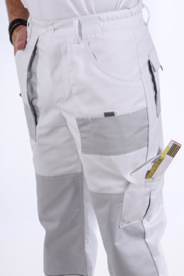 Nohavice pracovné MAJSTER pánske (zmesovka-65% PES a 35% Ba-výška 182) biele - VYROBENÉ NA SLOVENSKU