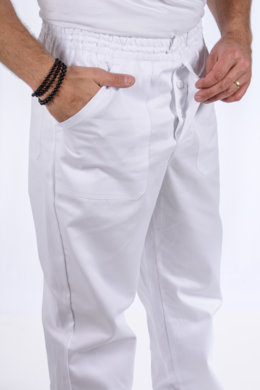 Nohavice na gumu MICHAL -  biele - VYROBENÉ NA SLOVENSKU