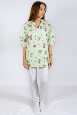 Košeľa dámska zdravotná EVA - vzor lienky v zelenej farbe - VYROBENÉ NA SLOVENSKU