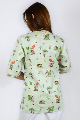 Košeľa dámska zdravotná EVA - vzor lienky v zelenej farbe - VYROBENÉ NA SLOVENSKU